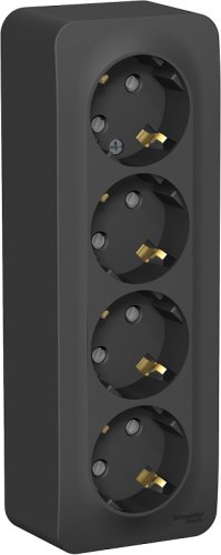 Розетка с заземлением накладная Systeme Electric Blanca 4-м. шторки антрацит фото Розетка с заземлением накладная Systeme Electric Blanca 4-м. шторки антрацит картинка